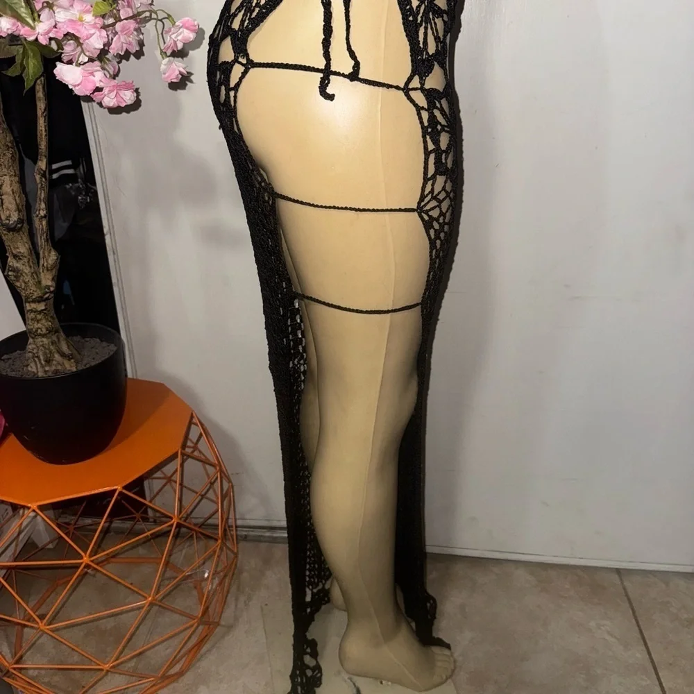 Hot Miami Styles Black Crochet Skirt
